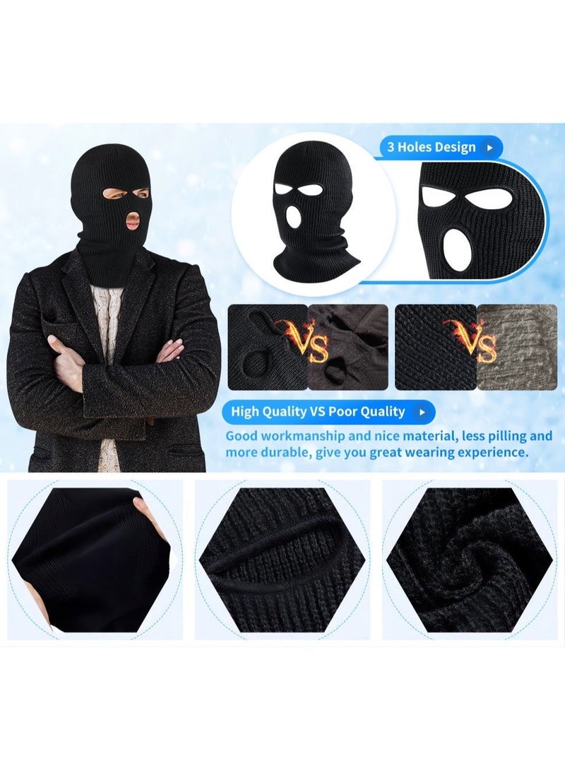 San Yi 3 Hole Balaclava Full Face Mask Unisex Winter Neck Warm Knitted Balaclava Face Cover for Men Women Outdoor Sport Fishing Skiing One Size Fit All (Black) - Image 2